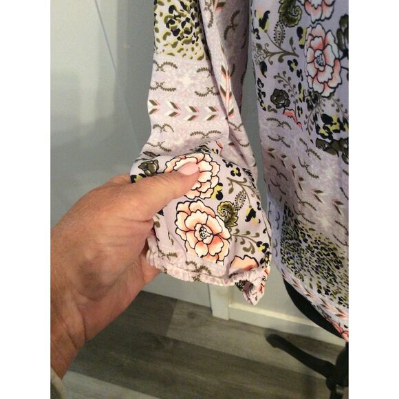 Boho Floral Romantic Lace Lavender Open Shoulder Top Medium M Womens - Picture 3 of 8